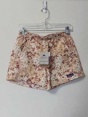NWT Patagonia Women's Floral Print Baggies Shorts - Rust & Cream Size XS